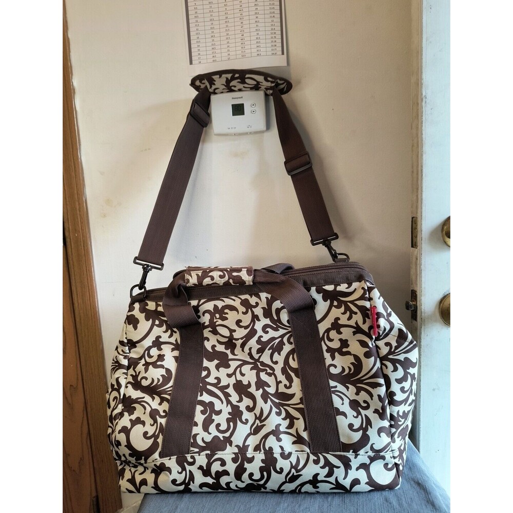 REISENTHEL Traveling Weekender Carry On Overnight Bag Brown Beige Scroll